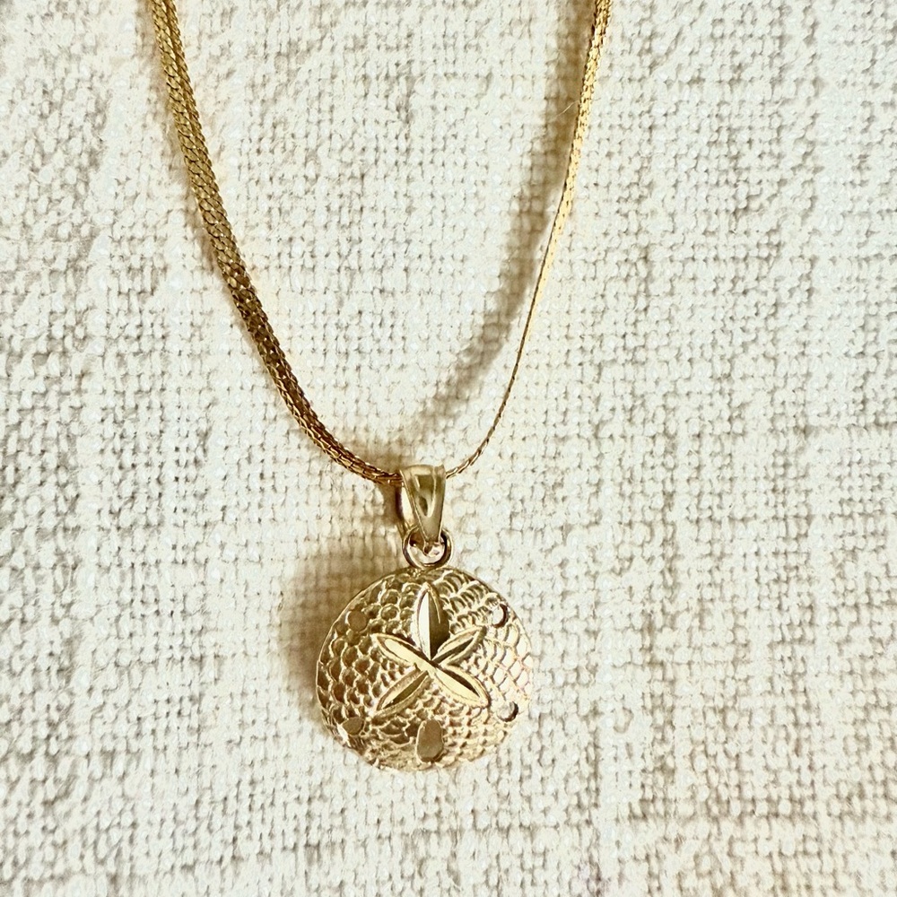 10k Solid Gold Sand Dollar Necklace